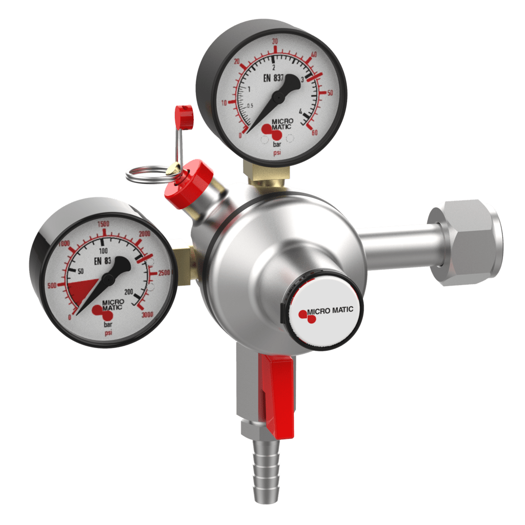 Manomètre mesure de pression CO2 pour détendeur intermédiaire -  raccordement gauche